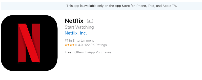Netflix հավելված Mac